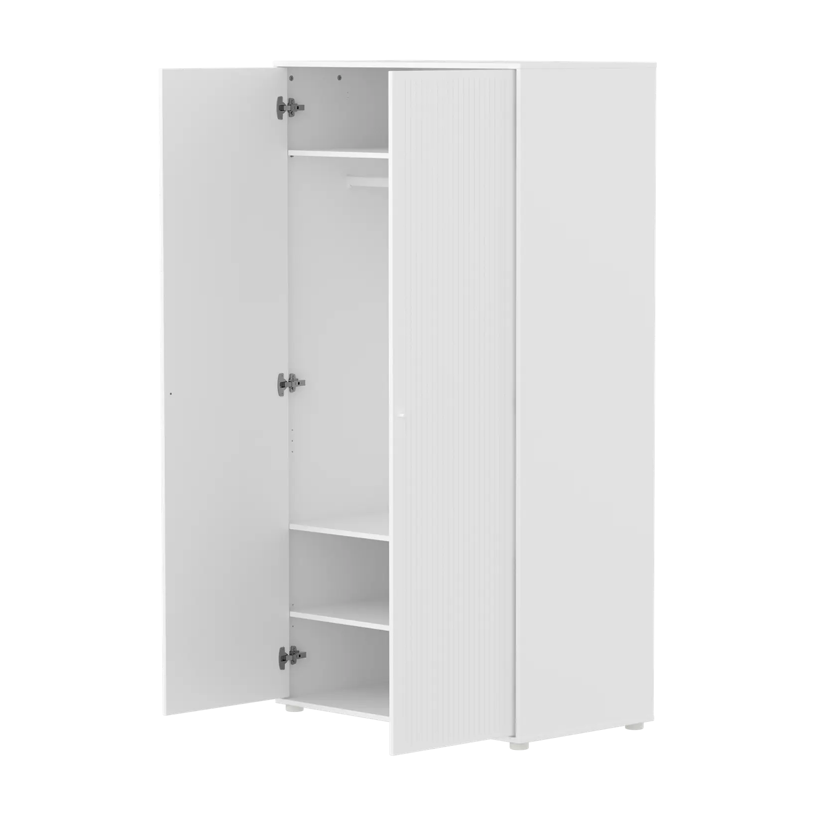 SAGA Wardrobe, 2 door, White with grooves