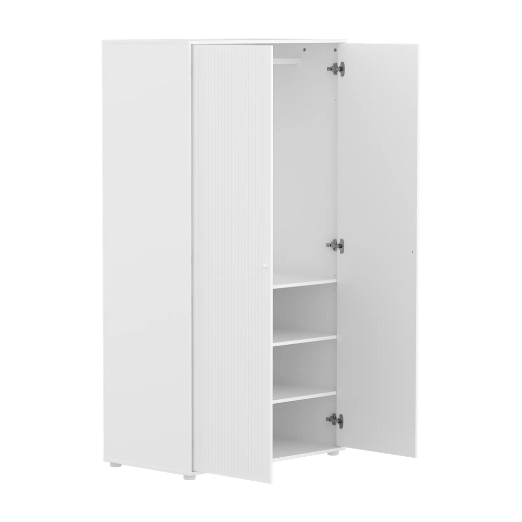 SAGA Wardrobe, 2 door, White with grooves