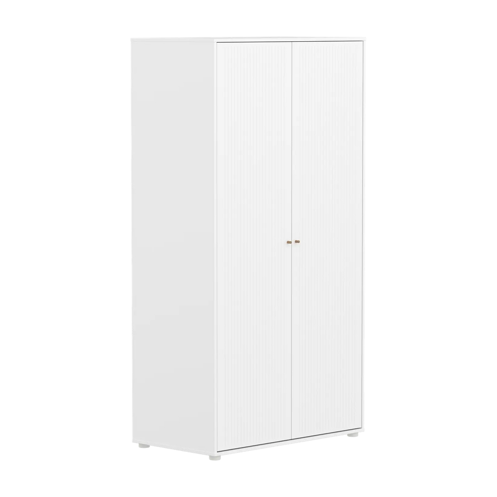 SAGA Wardrobe, 2 door, White with grooves