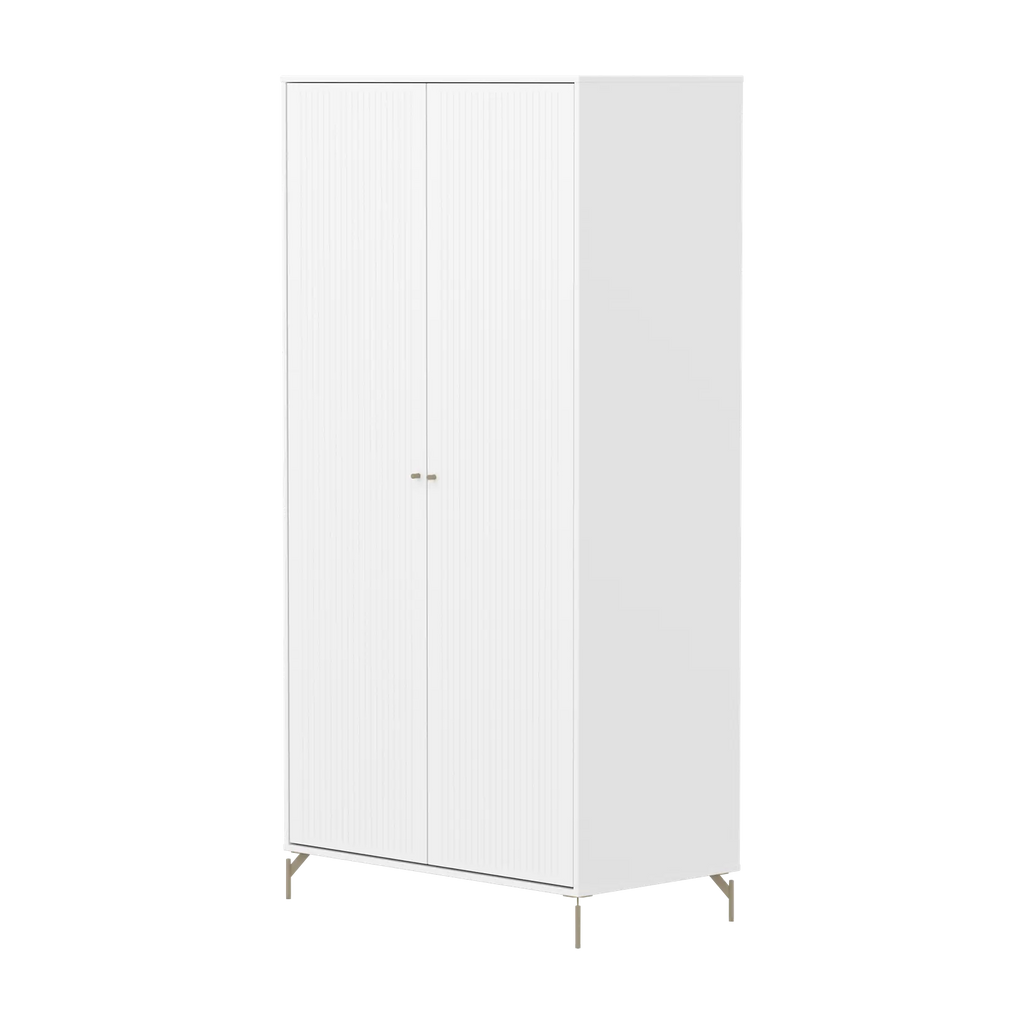 SAGA Wardrobe, 2 door, White with grooves