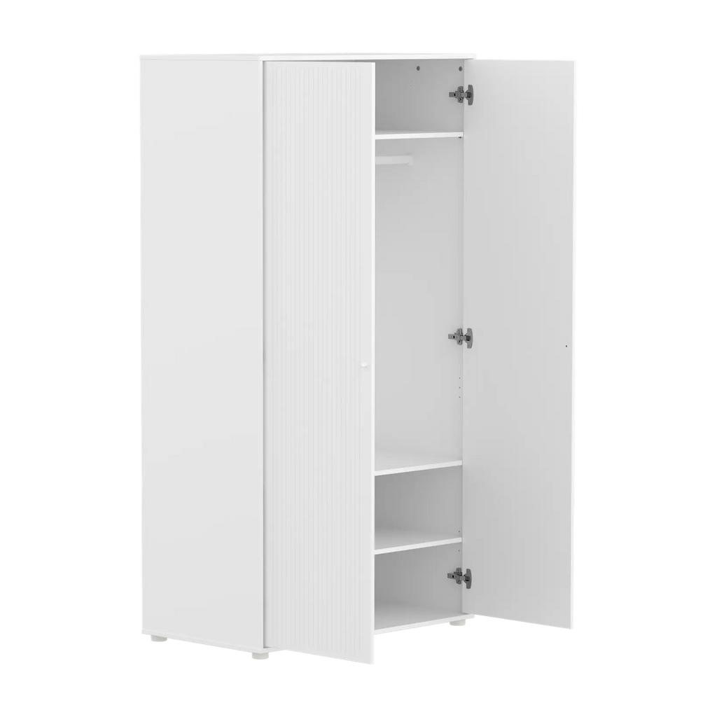 SAGA Wardrobe, 2 door, White with grooves