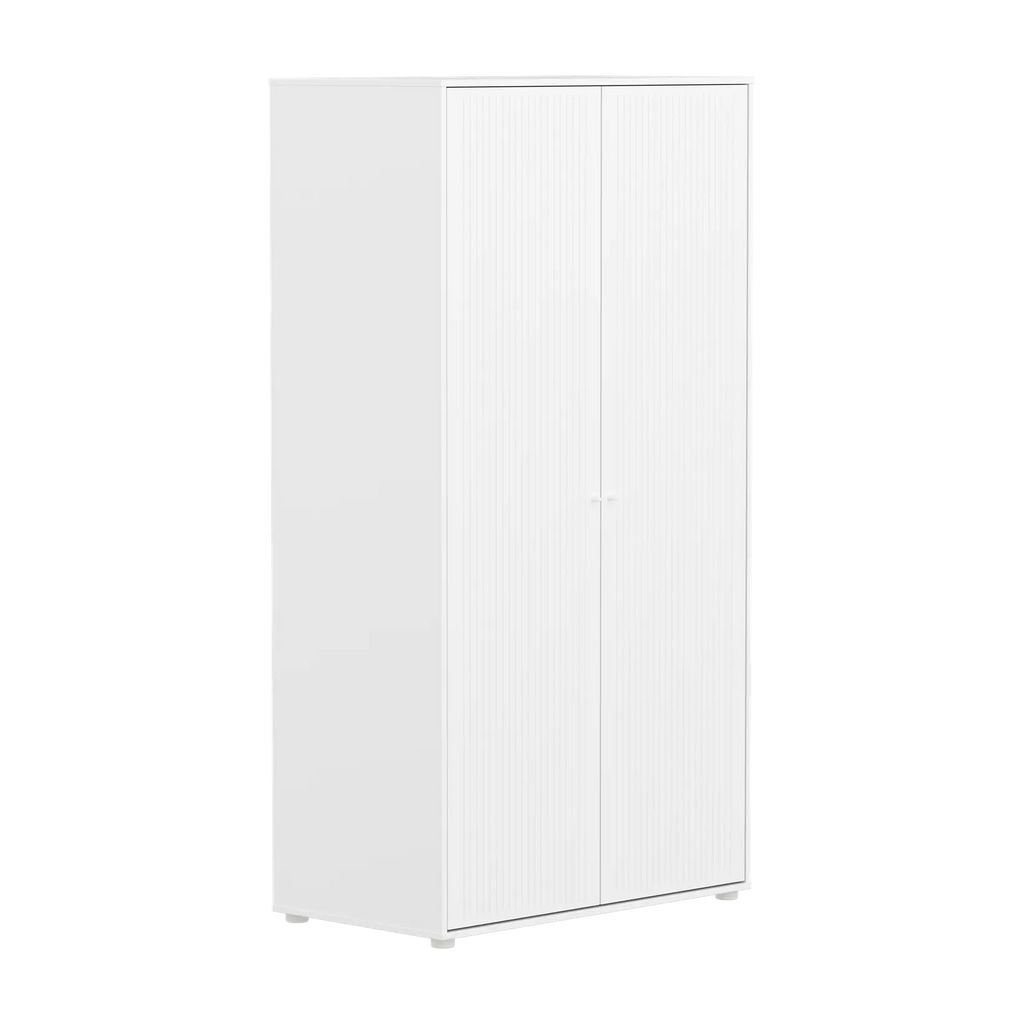 SAGA Wardrobe, 2 door, White with grooves