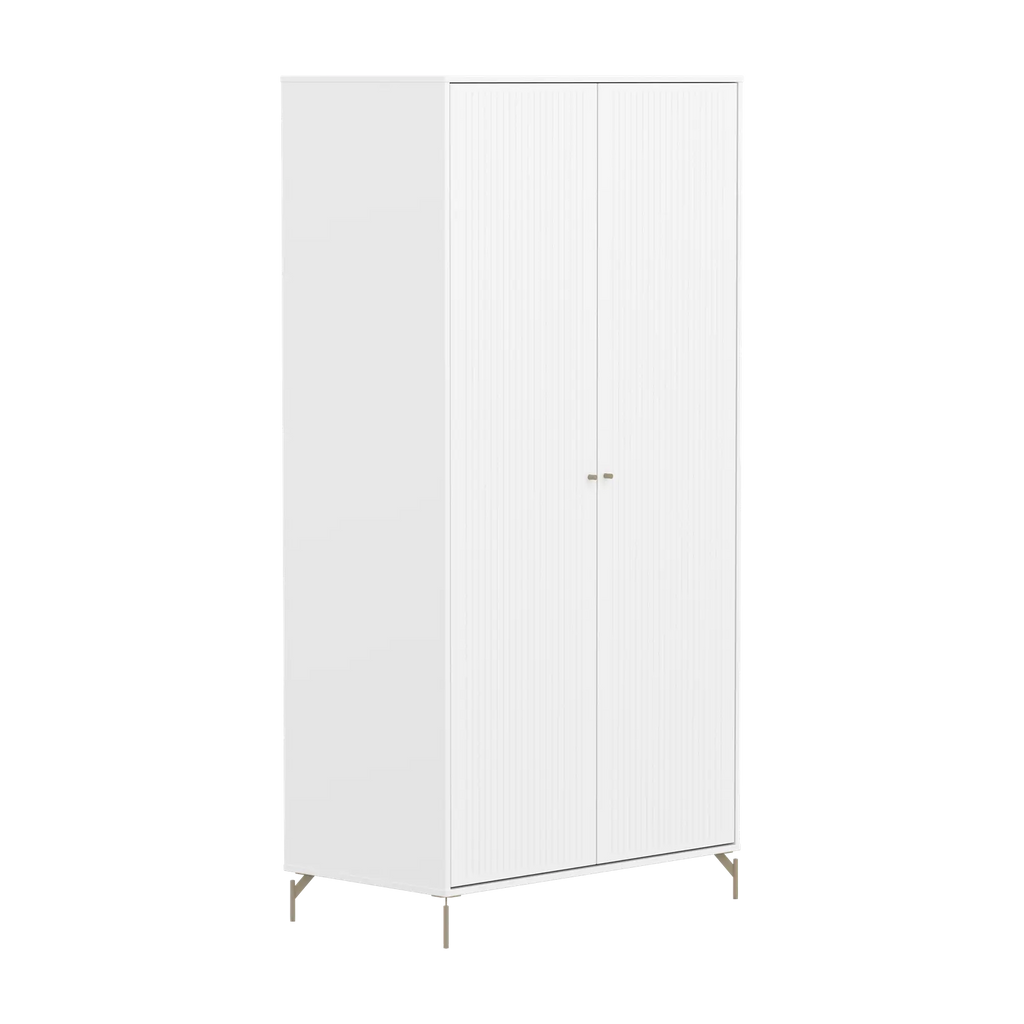 SAGA Wardrobe, 2 door, White with grooves