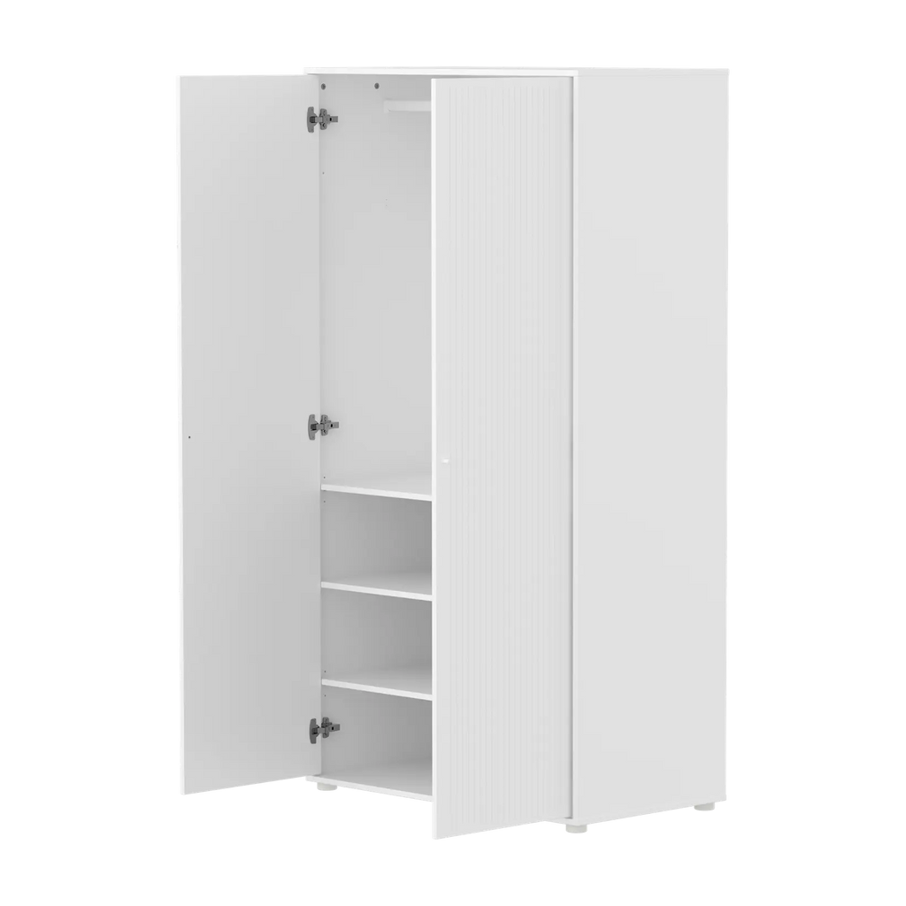 SAGA Wardrobe, 2 door, White with grooves