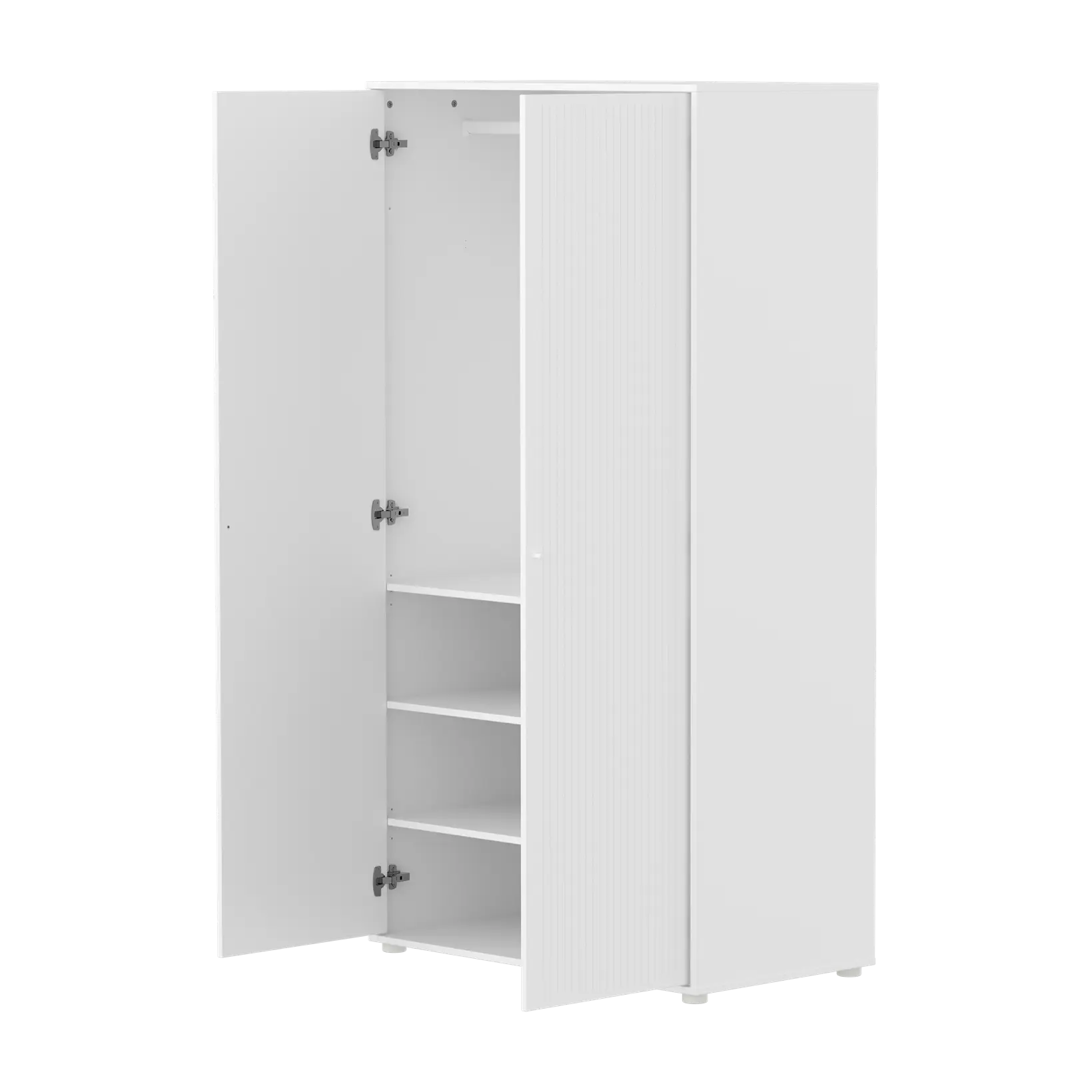 SAGA Wardrobe, 2 door, White with grooves